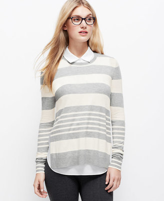 Ann Taylor Petite Striped Two-In-One Sweater