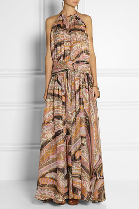 Emilio Pucci Backless printed silk-blend gown