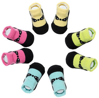 Cutie Pie Baby Polka Dot Bow Socks - Pack of 4 (Baby Girls)