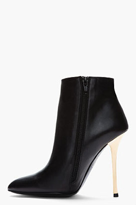 Versus Black leather gold-trimmed Army Boots