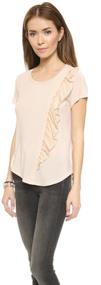 Rebecca Taylor Jersey Top with Silk Ruffle