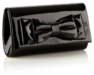 Debut Black patent bow clutch bag