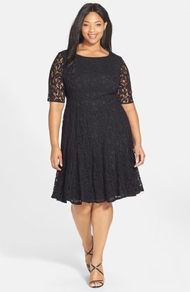 Adrianna Papell Plus Size Women's Lace Fit & Flare Dress