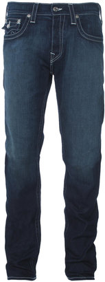 True Religion Zach 11 Lonestar Dark Stretch Denim Relaxed Skinny Fit Jeans