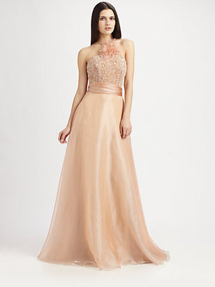 Theia Beaded Organza Gown
