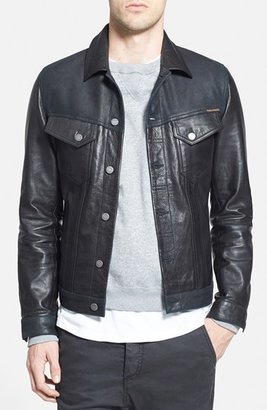 Nudie Jeans 'Perry' Black Leather Jacket