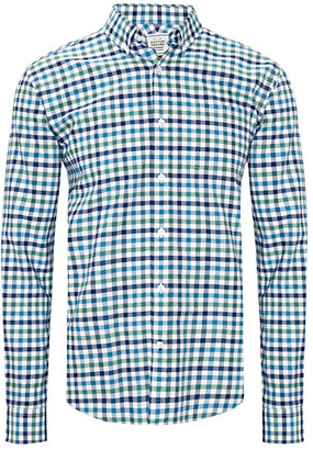 John Lewis 7733 John Lewis Large Tattersall Oxford Check Shirt, Jade/Blue