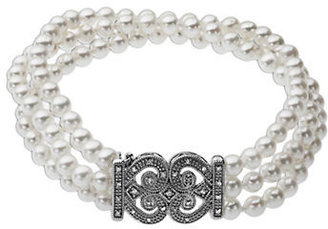 Lord & Taylor Pearl Bracelet with Diamonds in Sterling Silver, 0.15 ct. t.w.
