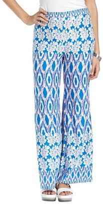 Romeo & Juliet Couture blue and pink woven tropical print pants