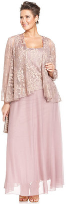 Patra Plus Size Metallic Lace Dress and Jacket