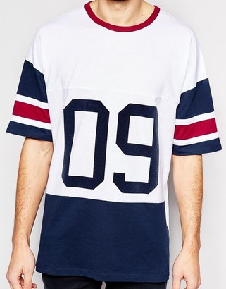 ASOS Longline T-Shirt With Flock Number Print And Oversized Fit