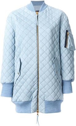 Moschino quilted long bomber jacket