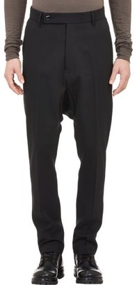 Rick Owens Worsted Drop-Rise Trousers-Black