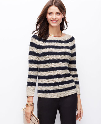 Ann Taylor Striped Zip Cuff Sweater