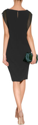 DKNY Sheer Sleeve Dress with Leather Inserts