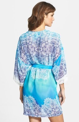 Jonquil 'Bella Blue' Lace Trim Ombré Robe
