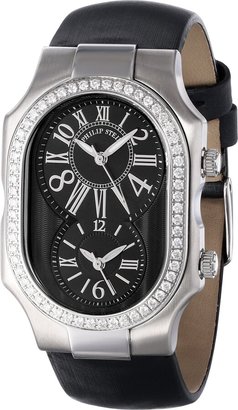 Philip Stein Teslar Women's 2D-MB-IB "Signature Diamond" Stainless Steel and Black Leather Watch