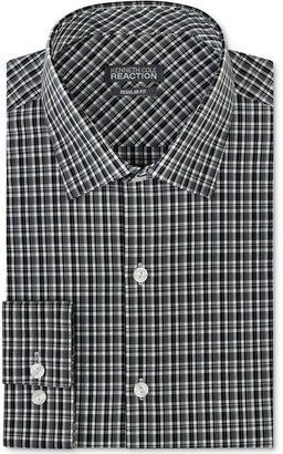Kenneth Cole Reaction Black and White Plaid Dress Shirt