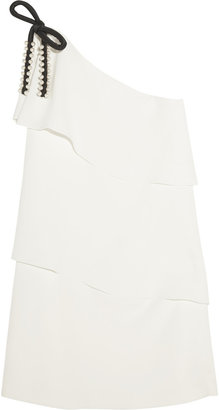 Chloé One-shouldered tiered crepe mini dress