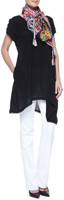 Johnny Was Collection Asymmetric Georgette V-Neck Tunic, Women's