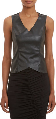 Barneys New York Faux Leather-Front Shell