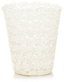 Designer white crochet waste bin