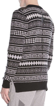 Givenchy Striped Fair Isle Sweater, Black/White