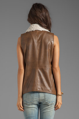 BB Dakota Elaine 2 Tone PU Leather Vest with Faux Fur