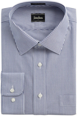 Neiman Marcus Non-Iron Striped Dress Shirt, Blue
