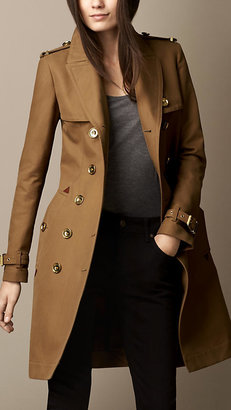 Burberry Long Bonded Cotton Trench Coat with Studded Undercollar