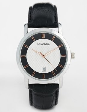 Sekonda Black Strap Watch With Gold Detail 1013 - Black