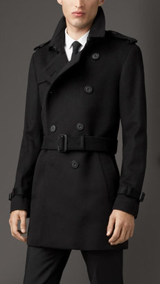 Burberry Mid-Length Virgin Wool Cashmere Trench Coat