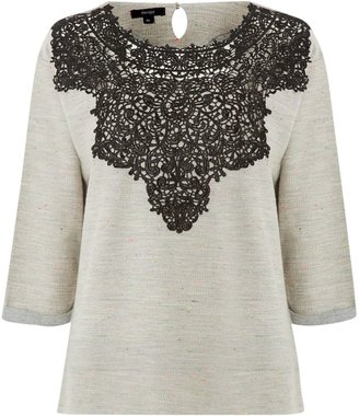 Therapy Lace Insert Grey Speckle Sweat Jumper