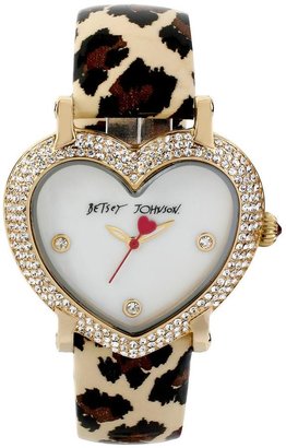 Betsey Johnson Heart Shaped Dial And Leopard Strap Ladies Watch