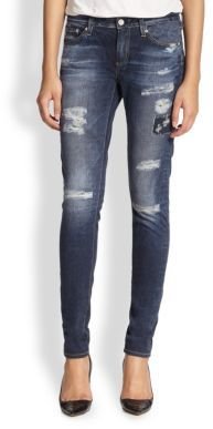 AG Adriano Goldschmied Digital Luxe Distressed Sateen Legging Jeans