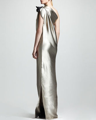 Lanvin One-Shoulder Duchess Satin Column Gown