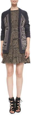 Nanette Lepore Pleated Embroidered Dress