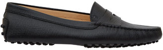 Tod's Black Moccassino Gommino Nubuck Driving Loafers