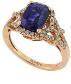 EFFY Velvet Bleu 14Kt. Rose Gold, Manufactured Diffused Sapphire & Diamond Ring