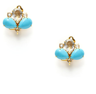 Bounkit Turquoise & Clear Quartz Triple Drop Earrings