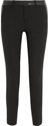 Vince Leather-trimmed stretch-wool pants