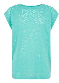 New Look Teens Turquoise Daisy Print Burnout T-Shirt