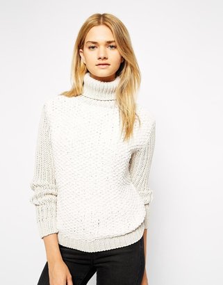 Ganni Roll Neck Jumper With Contrast Sleeves
