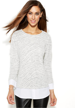 INC International Concepts Layered-Look Zebra-Print Sweatshirt