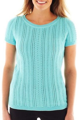 Liz Claiborne Short-Sleeve Cable Knit Sweater