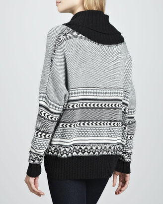 Autumn Cashmere Jacquard Cowl-Neck Cashmere-Blend Sweater