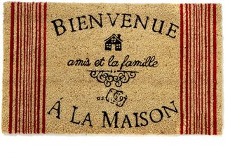 Neutral French Château style non-slip coir doormat