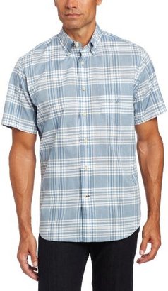 Nautica Men's Short Sleeve Slub Poplin Plaid Shirt
