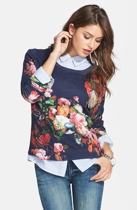 Halogen Novelty Print Cotton Sweater (Regular & Petite)
