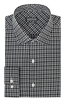 Kenneth Cole Reaction Men's Licorice Long Sleeve Slim-Fit Check Pattern Dress Shirt